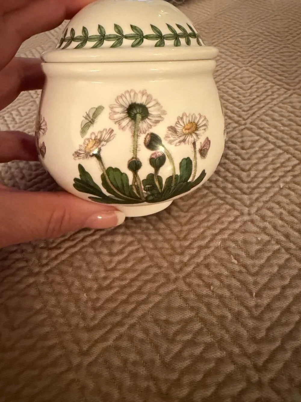 Portmeirion Botanic Garden Round Ceramic Lid Covered Sugar Bowl Dining Vintage